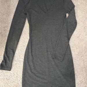 Elegant Gray Long Sleeve Dress